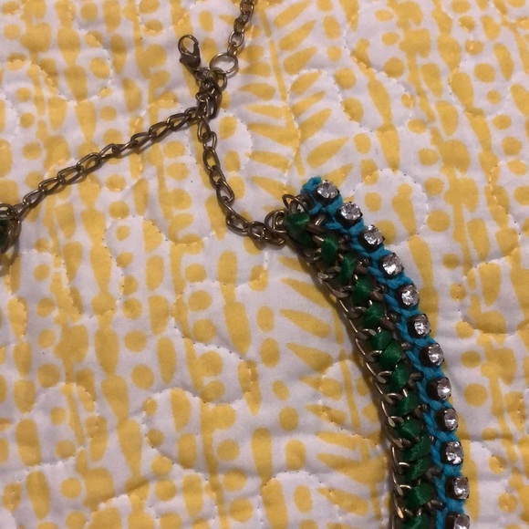 Blue and Green Indian thread worked necklace - Picture 3 of 4